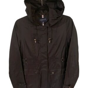 Jones New York Black Utility Jacket with Hood and Weather-Resistant Material